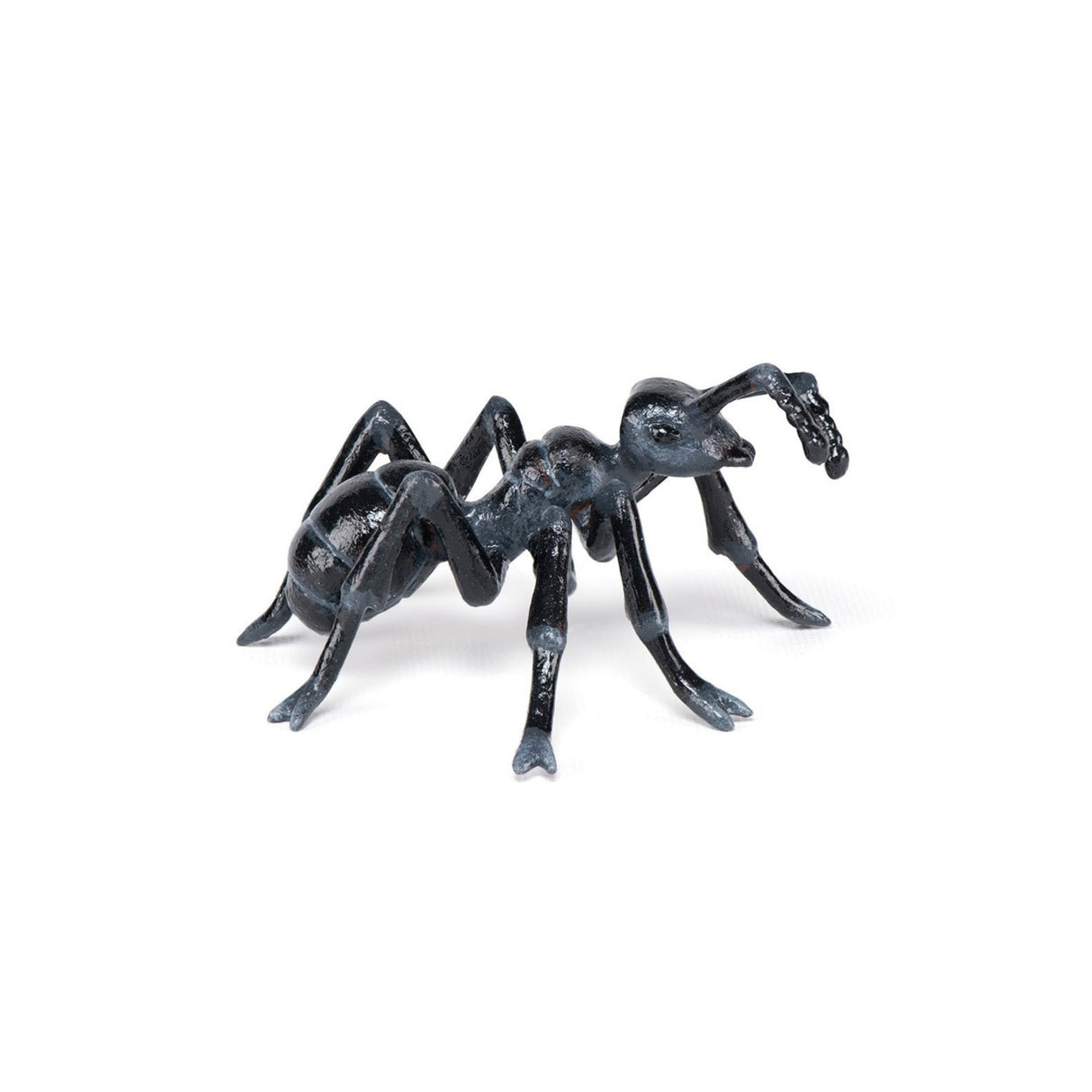 Ant figurine measuring 5.10 cm x 1.80 cm x 4.00 cm with detailed black body and legs.