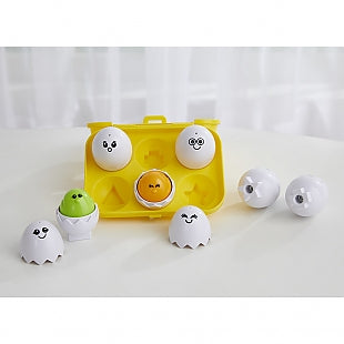 Peek 'n Peep Eggs toy with colorful chicks inside eggshells and shape sorter carton for toddlers ages 12 months and up.