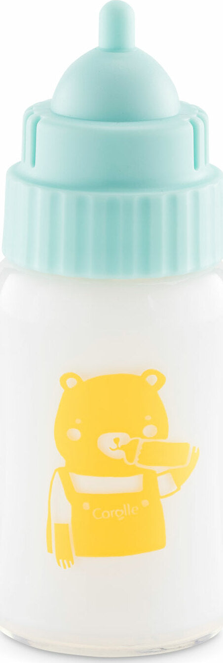 Magic Bottle with Sounds featuring a baby bottle design with a blue cap and yellow bear illustration for doll feeding play.