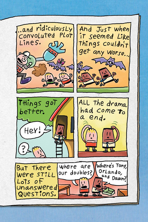 Dog Man #1 comic page showing colorful cartoon characters in a humorous and dramatic comic strip style.