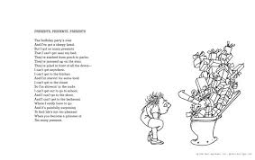 Open pages from "A Light in the Attic" showing Shel Silverstein's whimsical poem and illustration of a boy and a large flowerpot filled with branches.