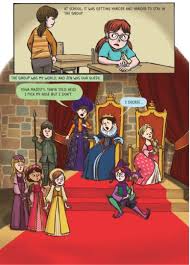 Real Friends book illustration showing a girl feeling left out while others gather in a royal-themed group scene.