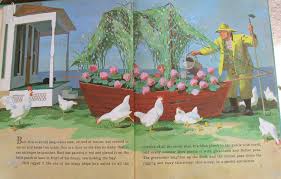 Burt Dow, Deep Water Man shows a man in rain gear with seagulls near a boat filled with flowers on a Maine coast.