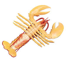Lobster model showing detailed claws and legs, resembling a large Maine lobster with realistic features and size proportions.