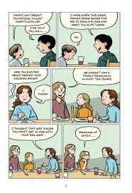 Illustrated comic page from the graphic novel Sisters showing family conversation at kitchen table, featuring the product title Sisters.