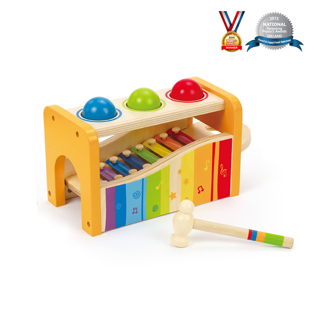 Pound & Tap Xylophone toddler musical toy with colorful keys, wooden mallet, and pounding balls for creative play and sound exploration.