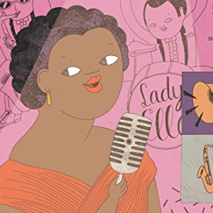 Illustration of Ella Fitzgerald singing into a vintage microphone on the cover of Little People, Big Dreams: Ella Fitzgerald.