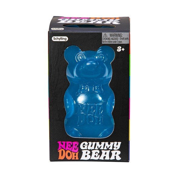 NeeDoh Gummy Bear squishy toy in blue, perfect for fidgeting, bright and groovy gummy bear design.