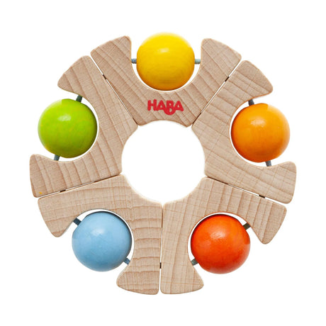 Ball Wheel Grasping Toy with colorful wooden balls designed to delight babies aged 6 months and older.