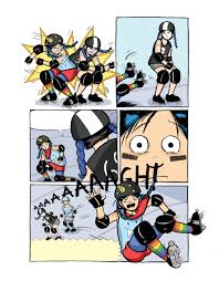 Roller Girl graphic novel showing young girls in roller derby gear racing and facing challenges with determination.