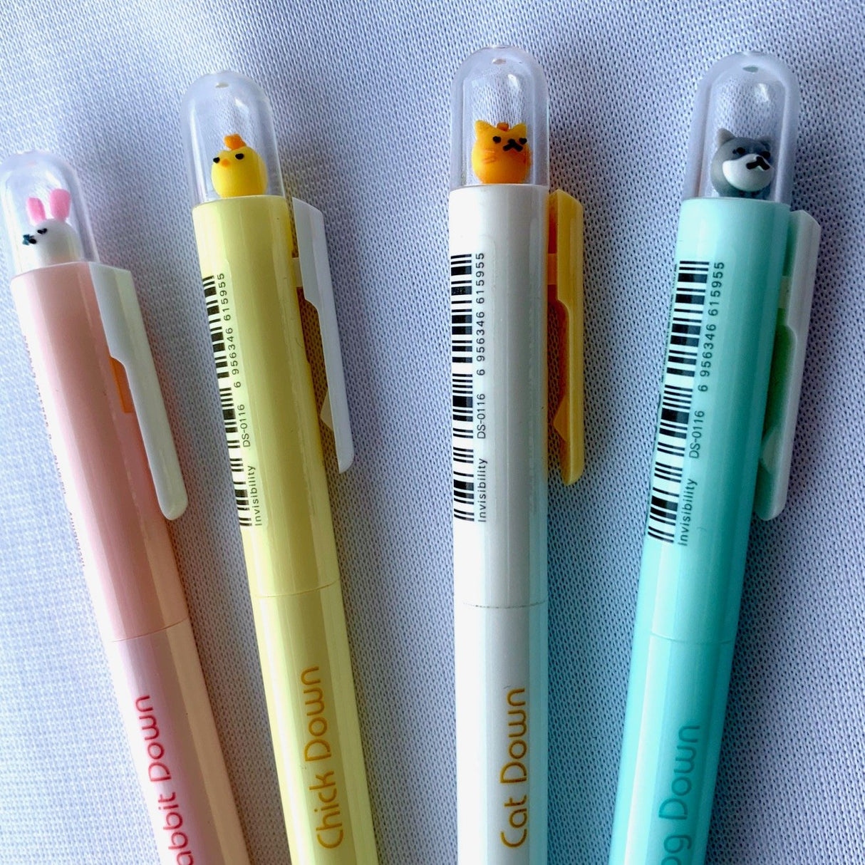 Tiny Animal Retractable Gel Pen set with cute animal toppers and retractable 0.5mm black gel ink tips in assorted colors.