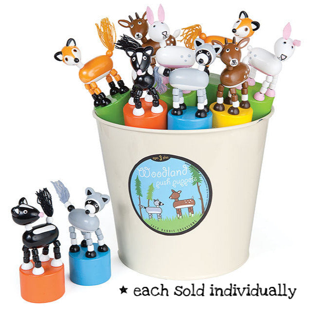 ThumbToy Woodland Animal push puppets in assorted animals, colorful bases, sold individually, fun interactive toy for kids.