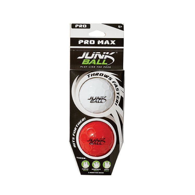Junk Ball 2pk showing white and red balls in packaging for backyard baseball and pitching practice.