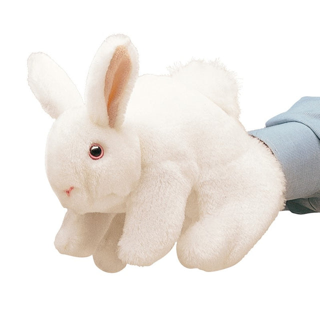 White Bunny Rabbit Puppet soft and cuddly hand puppet for children ages 3 and up, perfect for imaginative play.