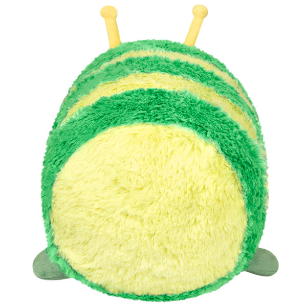 Caterpillar Mini plush toy with green and yellow stripes, soft polyester fiber, ideal for all ages.