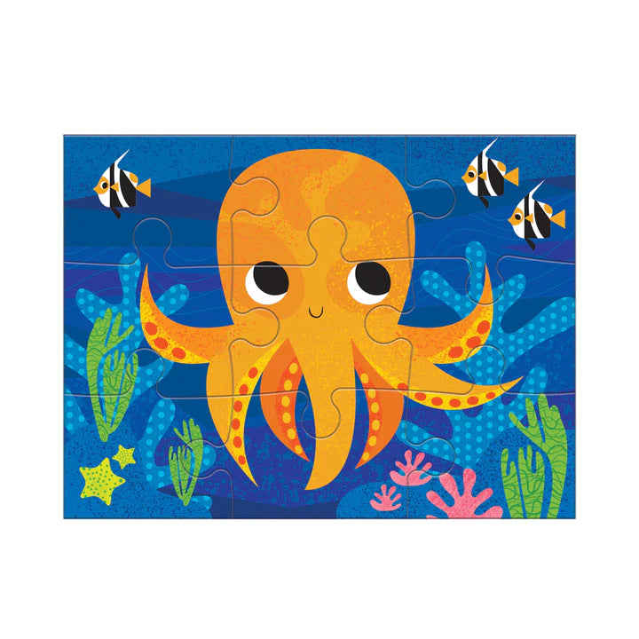 4-12pc Ocean Progressive Puzzles showing a colorful octopus and fish undersea scene in 12-piece format.