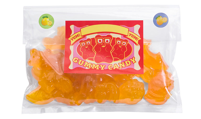 Gummy Candy Lab gummy candies shaped like bears and fruit, made with natural carrageenan and fruity flavors.