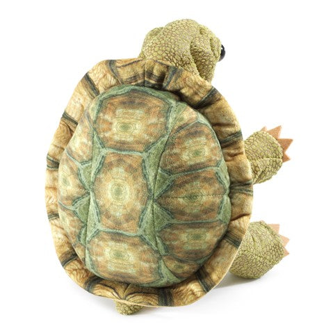 Tortoise Puppet with movable mouth and forelegs, featuring a realistic tortoise shell design for playful, giggly fun.
