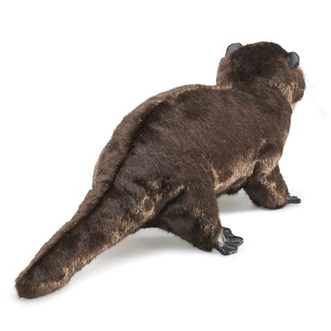 River Otter Puppet with soft chestnut fur and detailed webbed feet, designed for playful two-handed puppetry.