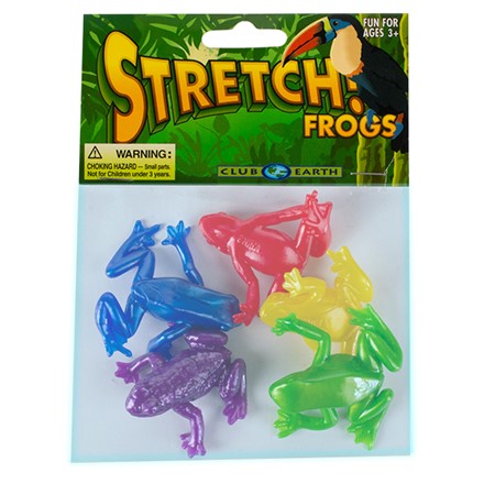 Stretchy Frogs colorful pack of 5 super stretchy, twistable, and fun toy frogs for kids aged 3 and up.