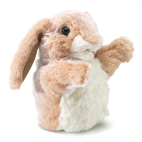Lop Rabbit Little Hand Puppet with soft angora fur and movable mouth and forelegs for playful storytelling and cuddles.