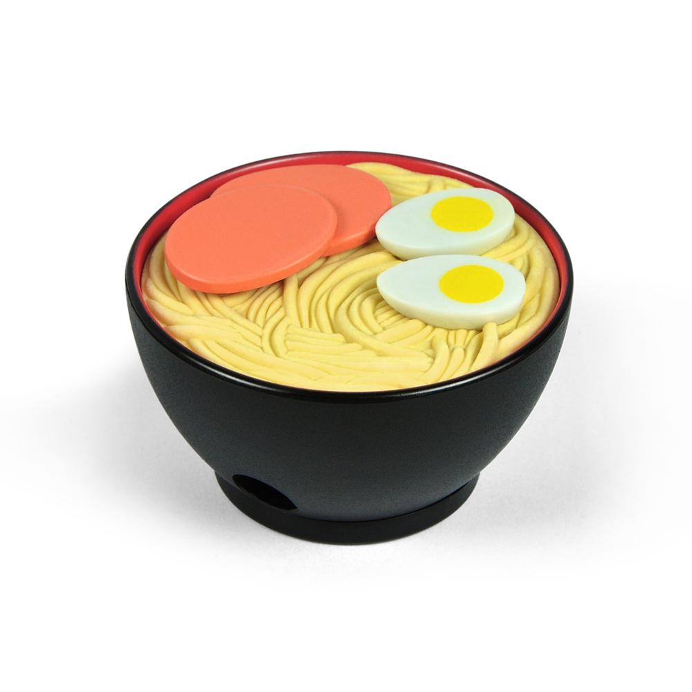 Ramen Doodles Eraser & Sharpener shaped like a ramen bowl with noodles, eggs, and slices of meat details.