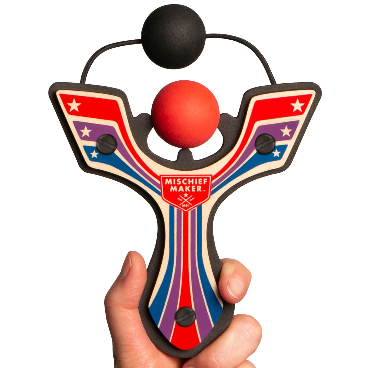 Handheld Slingshot Red Winged with vibrant design shooting soft foam balls for kids’ safe outdoor fun and mischief.