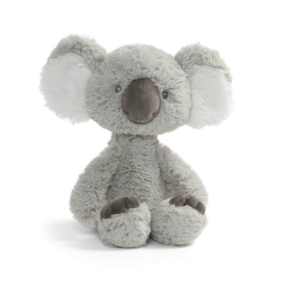 Toothpick Koala Shay plush toy made of soft gray baby plush, safe for all ages, perfect for baby's first friends collection.