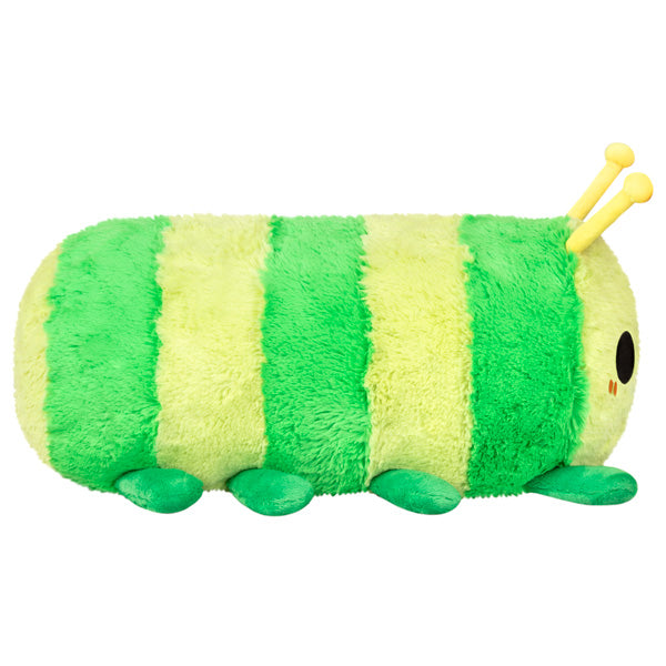 Squishable Caterpillar plush toy with bright green stripes, soft polyester fiber, perfect for all ages and cozy hugs.