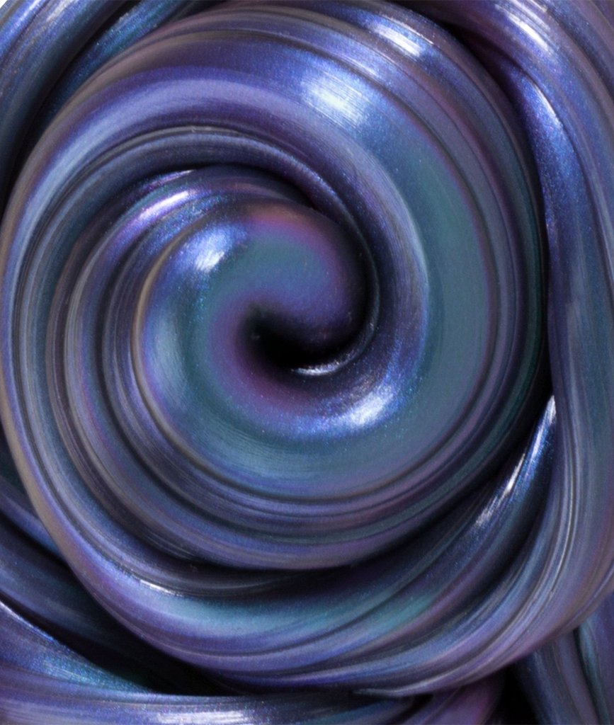 Super Illusions Super Scarab Thinking Putty showing swirled purple with blue and teal color-shifting texture close-up.
