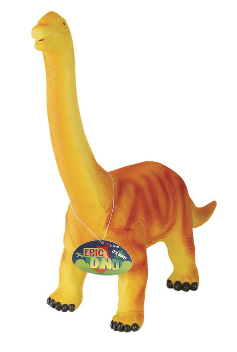Epic Dinosaur large 22-inch soft vinyl toy dinosaur in bright yellow and orange for imaginative play.