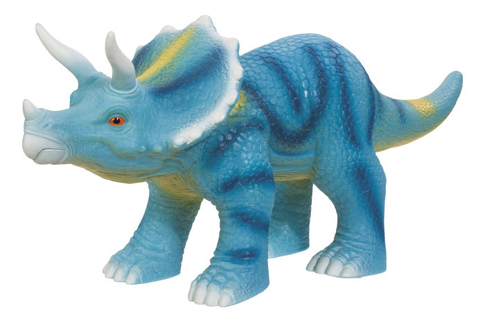 Epic Dinosaur blue triceratops toy made of soft vinyl, 22" long, detailed and ready for fun play.