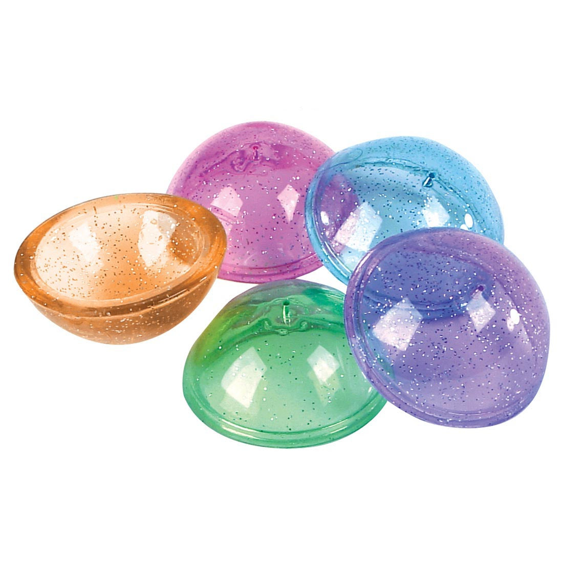 Popper Hopper glittery poppers in assorted colors, shown inside out, ready to pop up for classic fun.