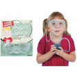 Sippin Specs clear straw glasses worn by child drinking blue juice, fun party accessory for kids 3 and up
