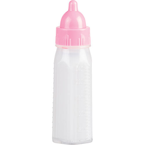 Magic Drink Bottle with pink cap, 5-inch tall milk style bottle that refills magically when tilted.