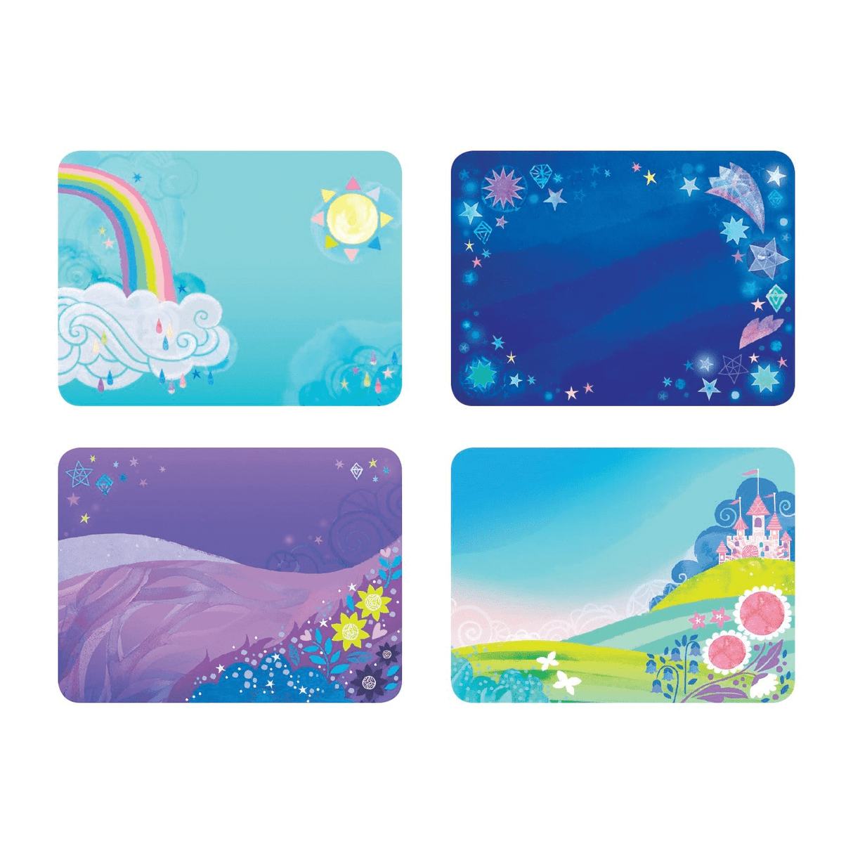 Magnetic Build It | Unicorn Magic with 4 colorful illustrated background scenes for imaginative unicorn play.