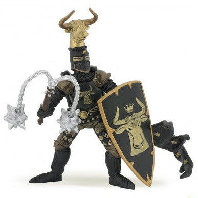 Weapon Master Bull medieval warrior figure with shield and flail weapon, ready for battle in detailed armor.