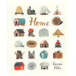 Home book cover with illustrated diverse dwellings including huts, castles, and boats by Carson Ellis