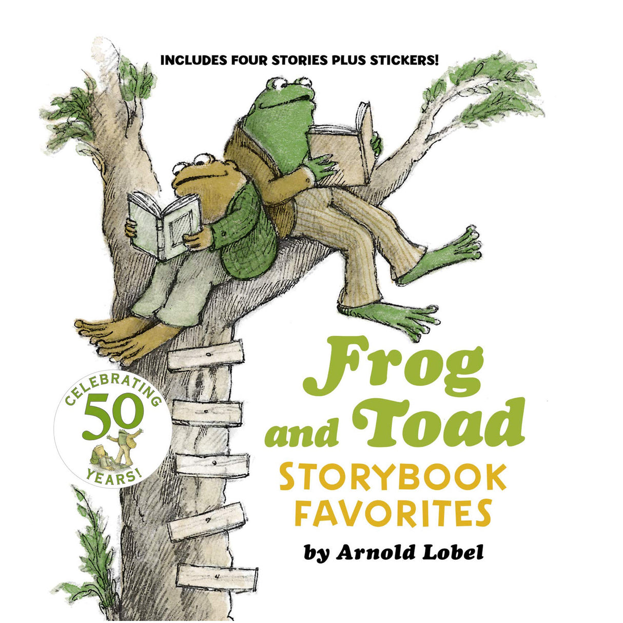 Frog and Toad Storybook Favorites cover showing Frog and Toad reading books together on a tree branch.