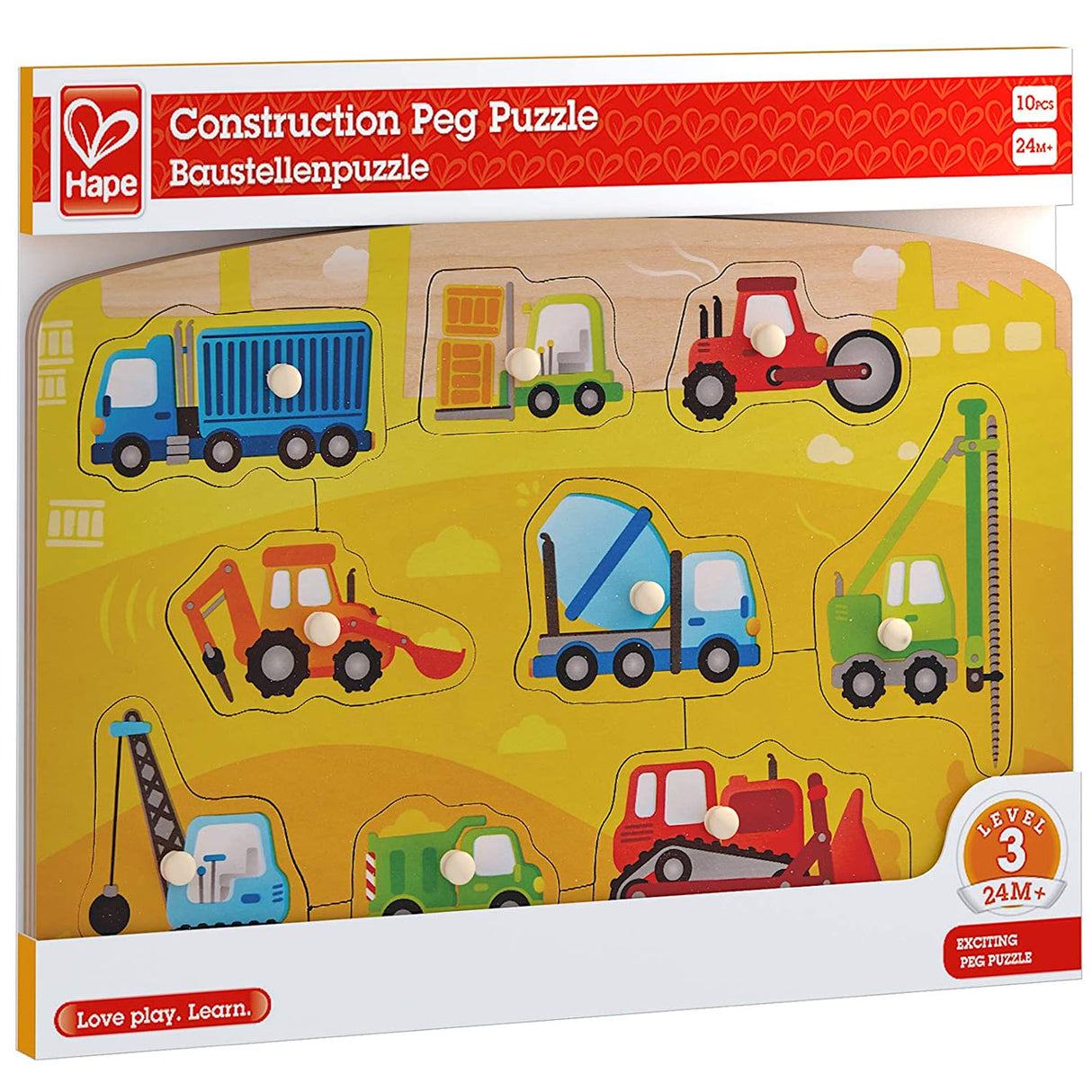 9pc Construction Vehicles Peg Puzzle