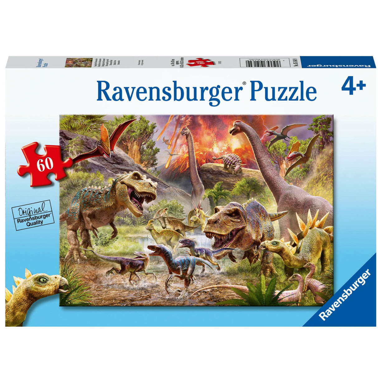 60pc Dinosaur Dash Puzzle featuring large, durable pieces with a vibrant dinosaur scene for ages 4 and up.