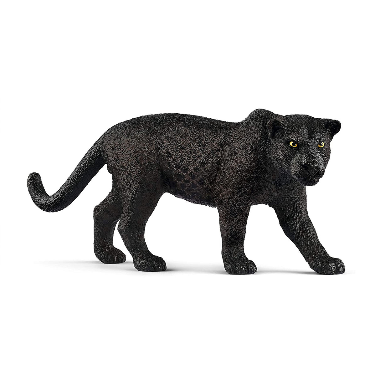 Black Panther figurine showing detailed black coat and subtle flower-shaped markings in a lifelike pose.