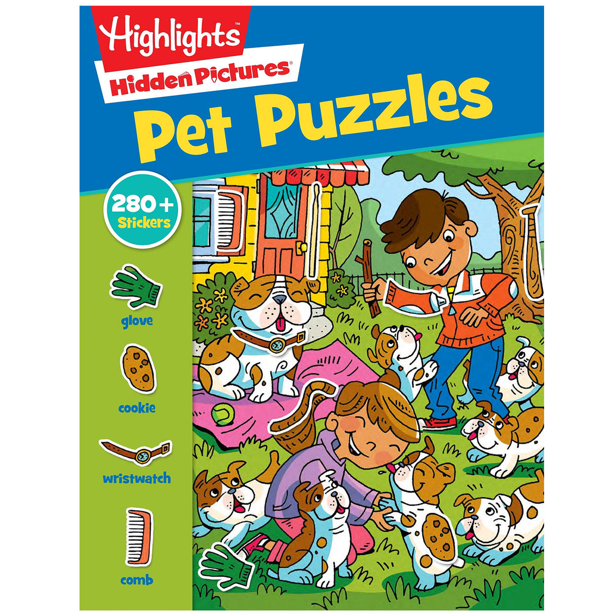 Highlights Hidden Pictures Pet Sticker Puzzles with colorful pets and over 280 stickers for kids ages 3-6.