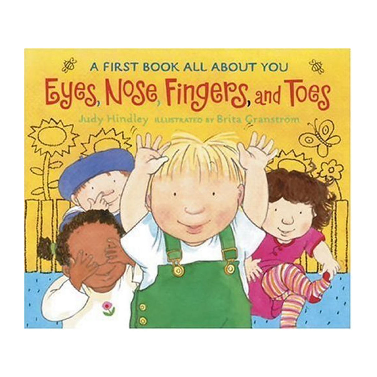 Eyes, Nose, Fingers & Toes board book cover with playful toddlers exploring body parts and joyful movements.