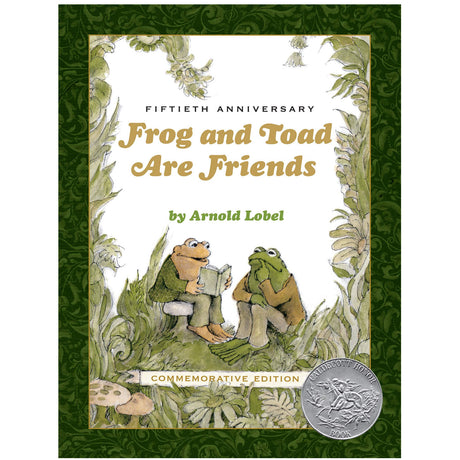Frog & Toad Are Friends Anniversary Edition cover with frogs reading, celebrating 50 years of the classic children’s book by Arnold Lobel.
