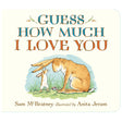 Cover of the board book Guess How Much I Love You featuring Little Nutbrown Hare and Big Nutbrown Hare.