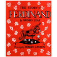 The Story of Ferdinand book cover with a peaceful bull smelling flowers, illustrated by Robert Lawson.