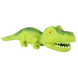 Stretchy Sand Dino toy in green, featuring a squeezy, stretchy design that stretches and returns for kids ages 3 and up.