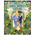 Uncle Bobby's Wedding book cover showing a joyful same-sex couple and a young girl in a floral garden setting.