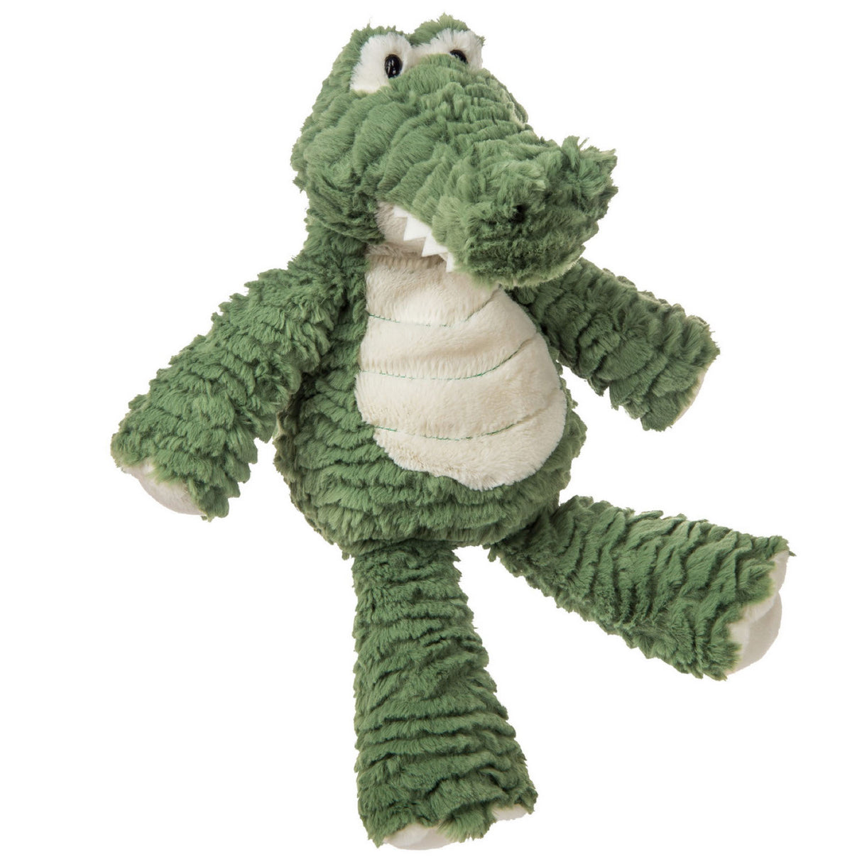 Marshmallow Alligator plush toy with soft textured fabric, embroidered details, and durable plastic eyes for cuddling and comfort.